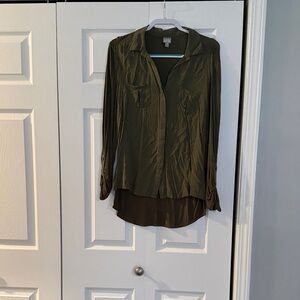 Converse Dark Olive Women's Button-Down Shirt